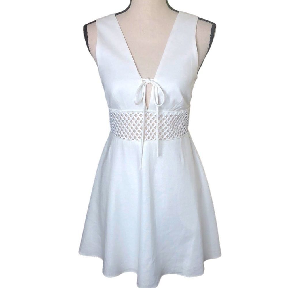 Dolce Vita White Cage Waist Clean Girl, Coquette Mini Dress Size S
